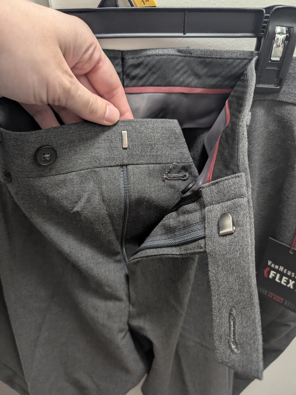 Van Heusen Flex Men's Charcoal Dress Pants - Picture 2 of 5